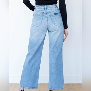 ROLLAS Sz 27 High Rise Sailor, Heidi Ankle Wide Leg  Denim Jean Sunshine Blue